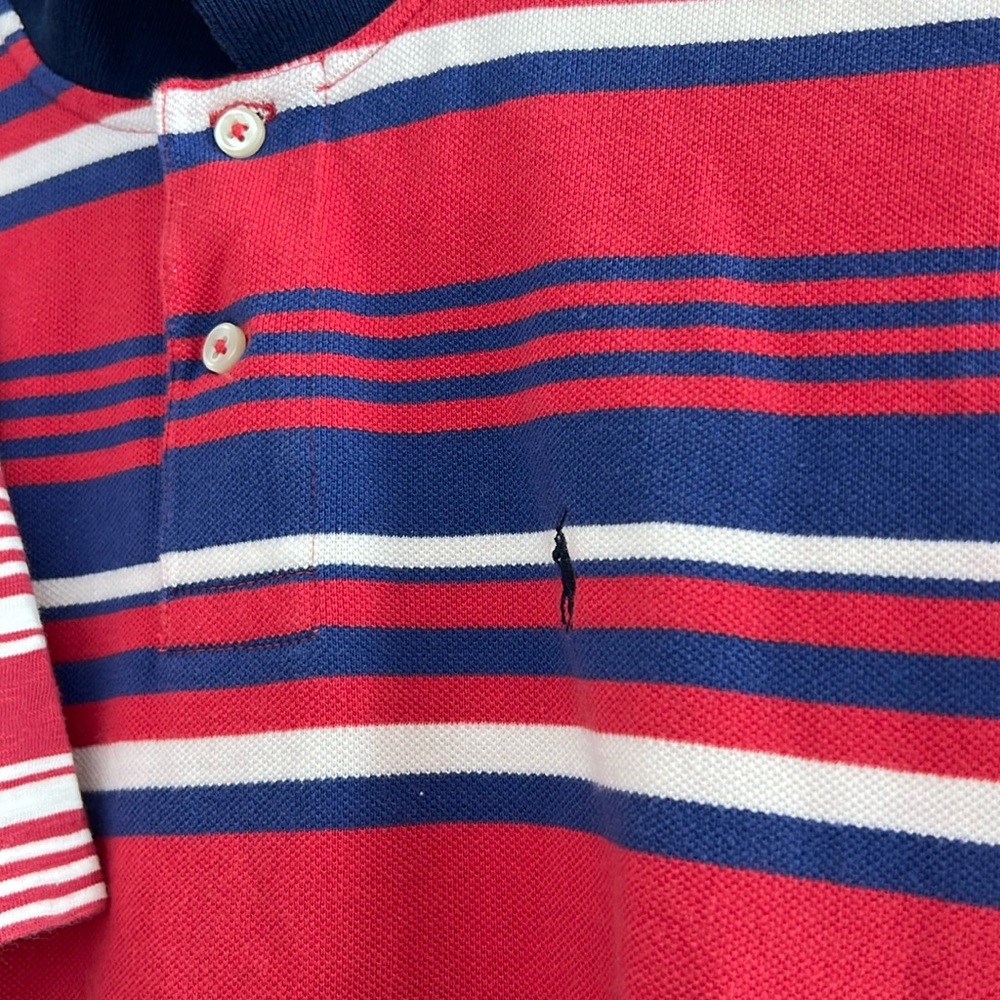 Kids Polo by Ralph Lauren Stripe Iconic Mesh Polo Shirt Large 14/16 - Picture 3 of 7
